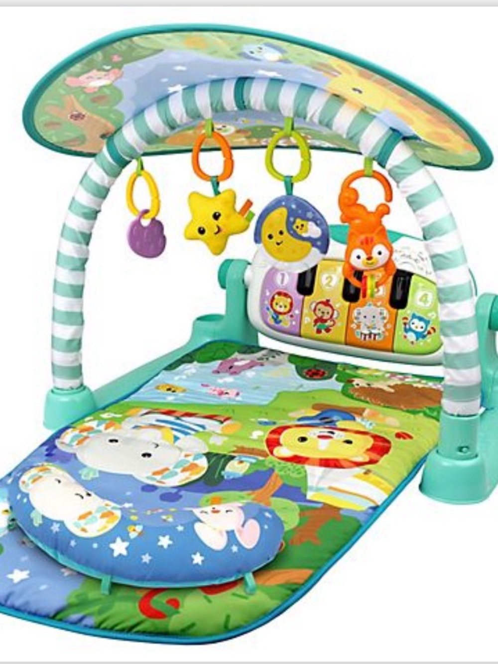 Baby Play Gym with Piano and Hanging Toys - Teal Green